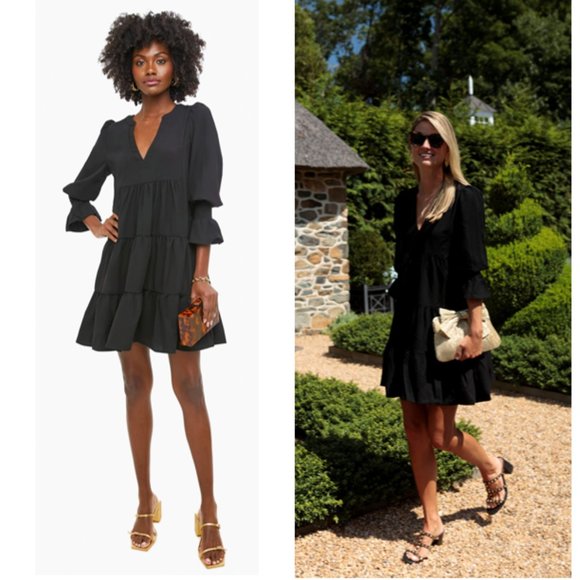 Pomander PlaceBlack Crepe Kenzo Relaxed Fit Long Sleeve Mini Dress Size S